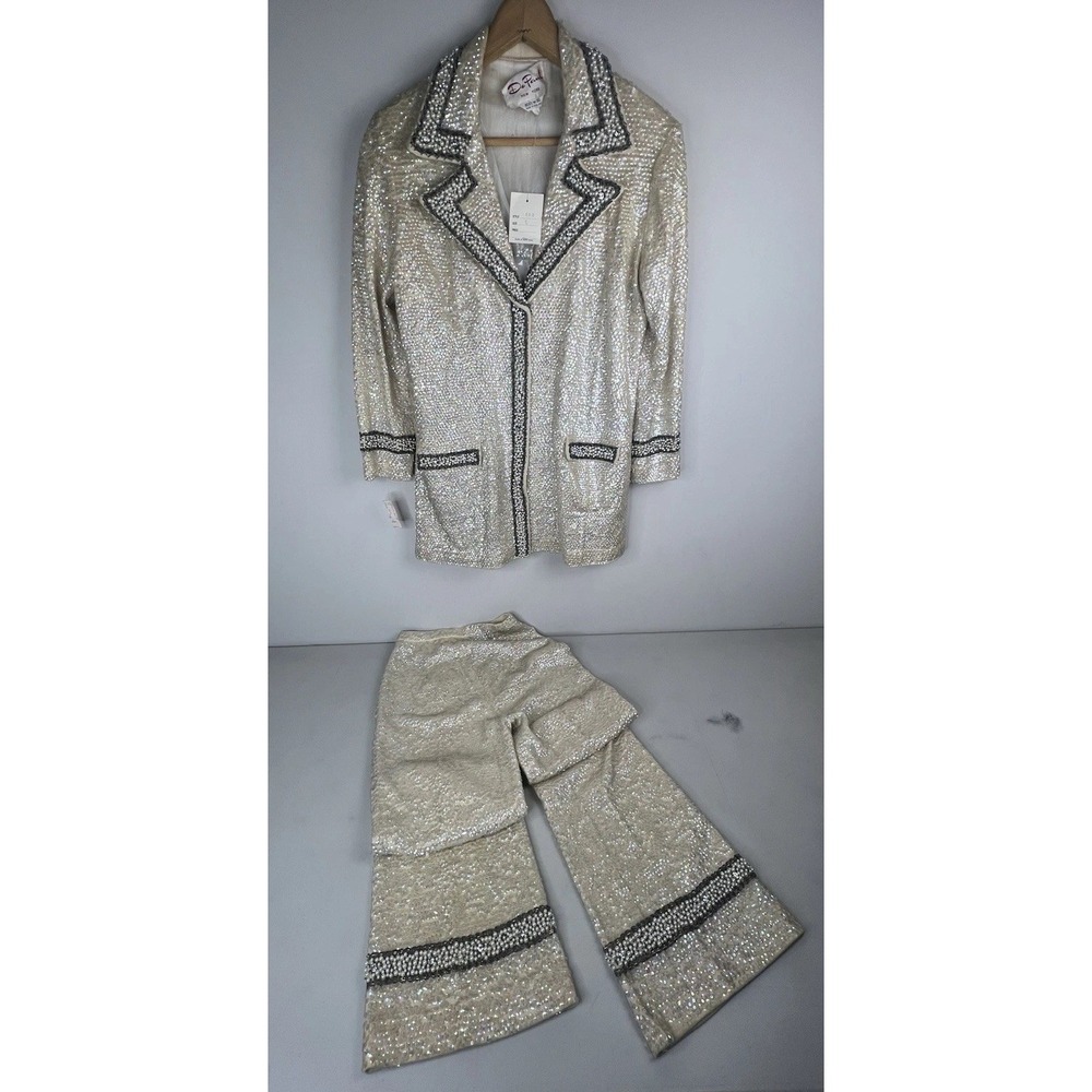 NEW WITH TAGS Vintage 1960's Women's DePaul New York Beaded Pant Suit Size Large